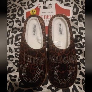 True Religion Leopard Print Slippers